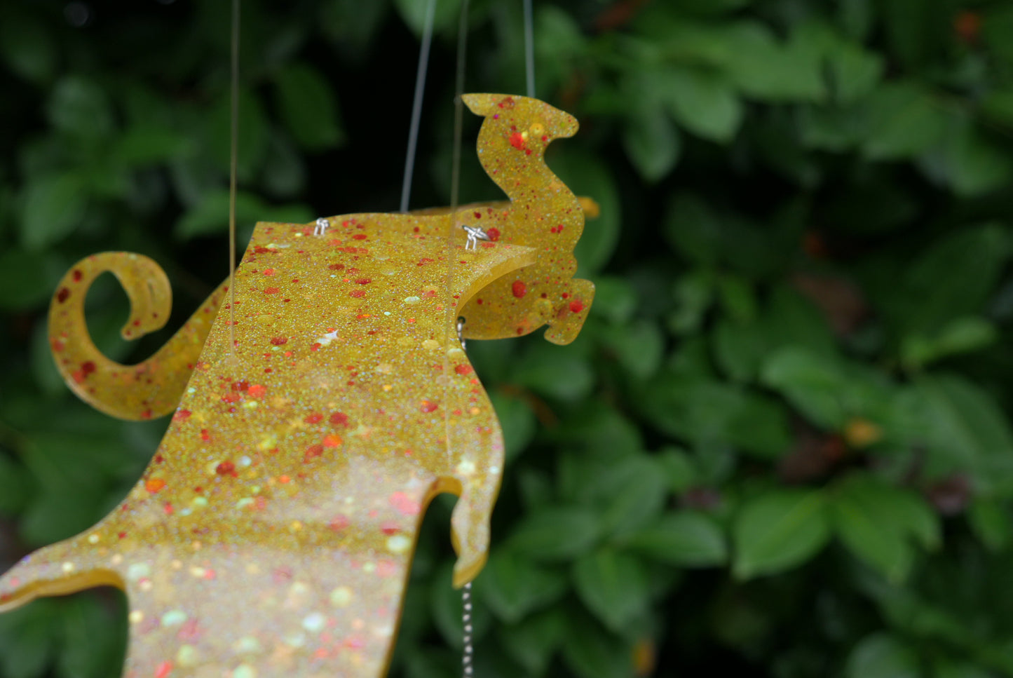 Flying Mobile - Red Spattered Gold Dragon