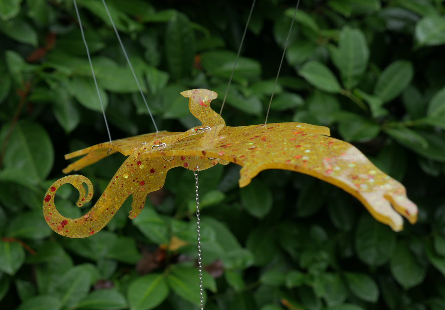 Flying Mobile - Red Spattered Gold Dragon