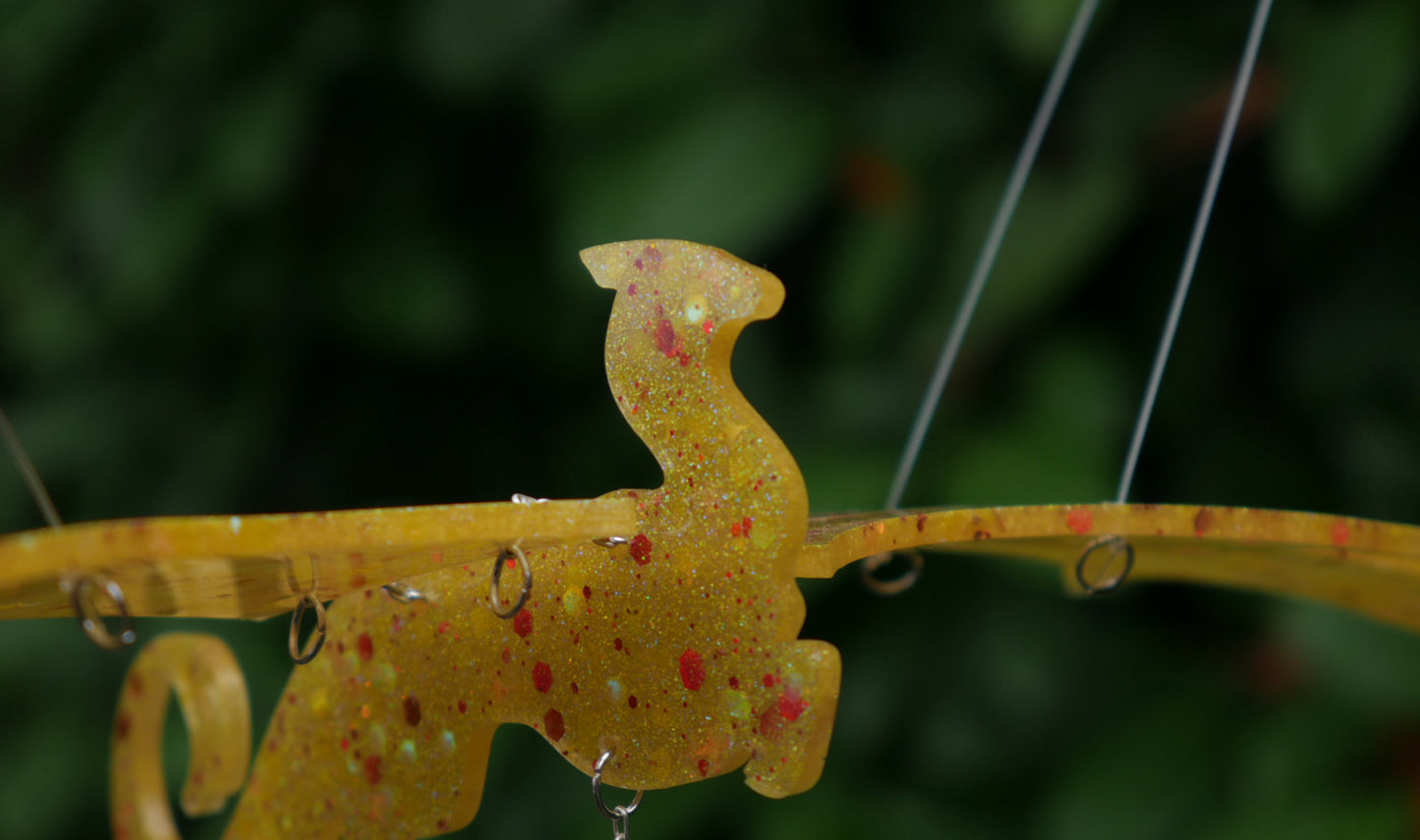 Flying Mobile - Red Spattered Gold Dragon