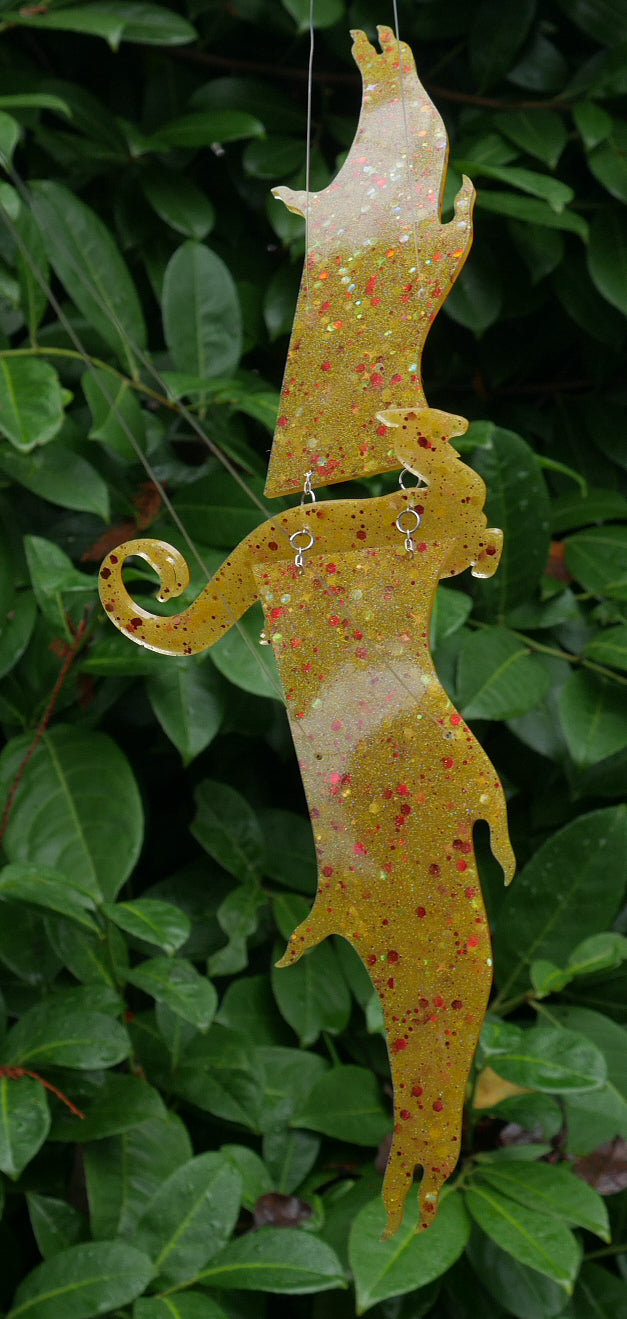 Flying Mobile - Red Spattered Gold Dragon