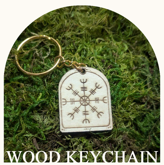 Wood Keychain - Aegishjalmur