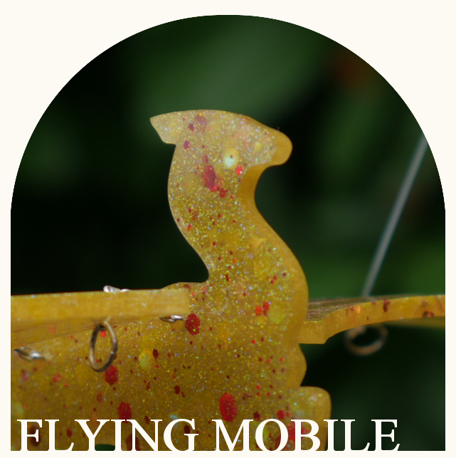 Flying Mobile - Red Spattered Gold Dragon